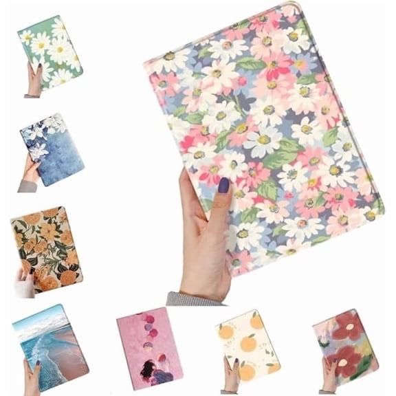 Floral Leather Smart Cover with Pencil Holder Auto Sleep Wake for iPad 7/8/9 10.2 Inch Color D