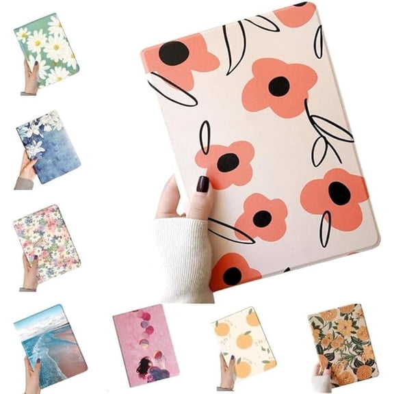Floral Leather Smart Cover with Pencil Holder Auto Sleep Wake for iPad Air 13"/Pro 12.9" Color J