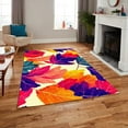 thumbnail image 1 of Floral Leaves Area Rugs, Purple Orange Modern Rugs Floor Carpet, Indoor Non-Slip Rug For Room Sofa Living Room Mat Bedroom Home Decor Floor Mats 5 x 7ft, 1 of 6