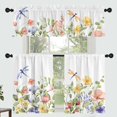 thumbnail image 1 of Floral Leaves Curtain for Kitchen Bathroom Watercolour Pink Yellow Flower Rod Pocket Window Curtain Tier Curtains Valance Set 3 Pcs Plant Printed Curtains 54 x 18 inches + 27 x 36 inches *2, 1 of 6