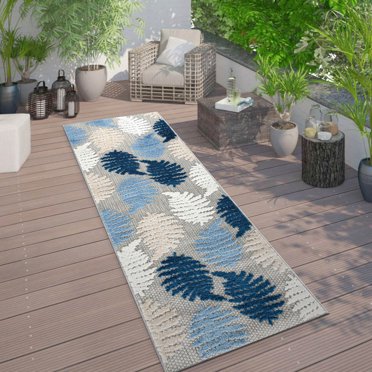 Nourison Aloha Indoor/outdoor Tropical Blue/Grey Area Rug - Walmart.com