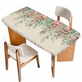 thumbnail image 1 of Floral Leaves Table Cloths for 4 Foot Rectangle Tables, Summer Botanical Weeping Watercolor Vintage Patio Waterproof Elastic Fitted Tablecloths, Washable Rectangular Table Cover for Camping, 1 of 8