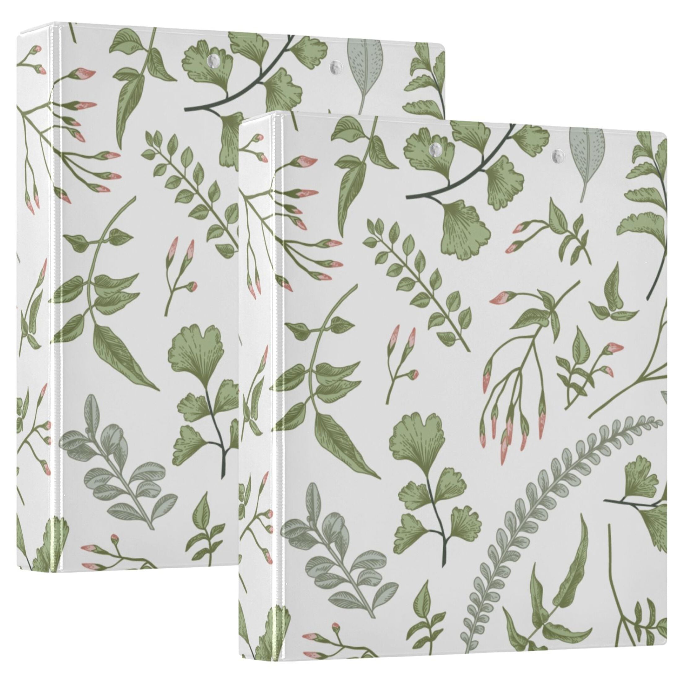 Floral Leaves and Herbs Hardcover 3 Ring Binder 1.5 inch Round Rings ...