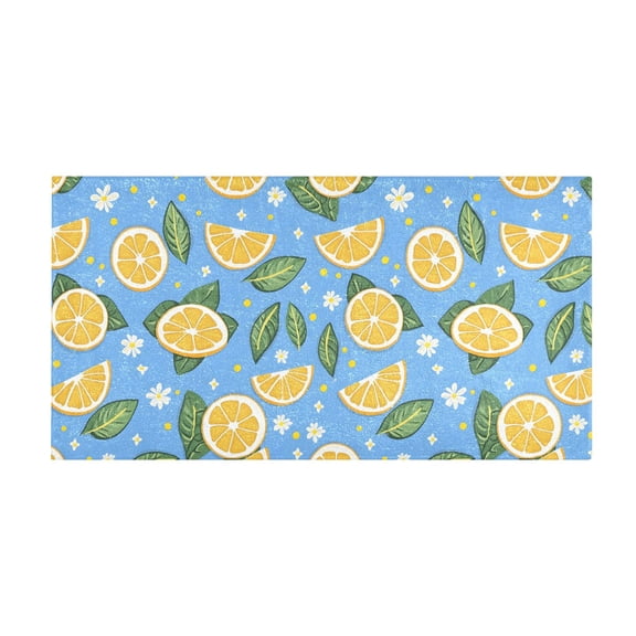 Floral Lemon Pattern Bath Mat 39x20 Inch Soft Absorbent Non-Slip Plush Bathroom Rug for Floor
