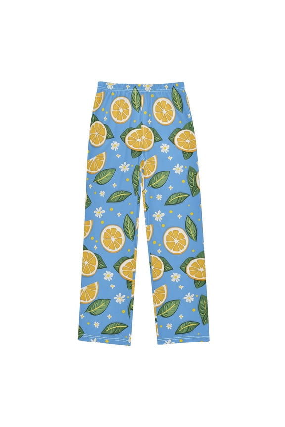 Floral Lemon Pattern Pajama Pants Soft Lightweight Lounge Pants Bottoms Sleep Pants Warm Comfy