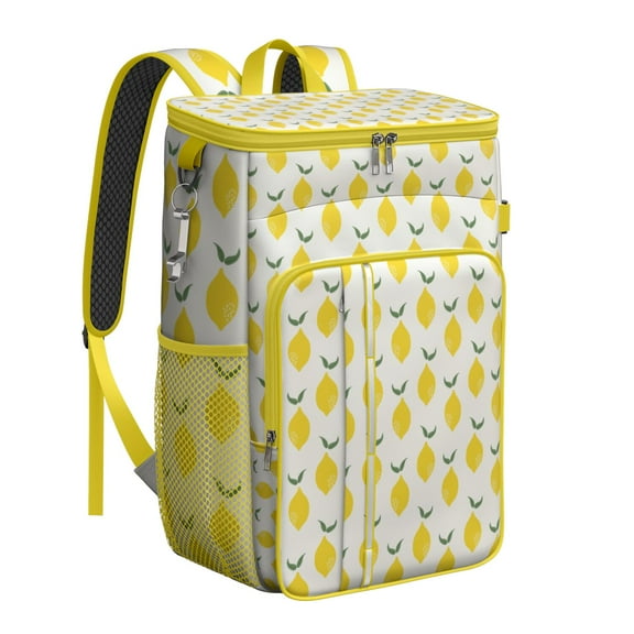 Floral Lemon Print Cooler Backpack, Insulated Leakproof Backpack for Beach, Picnic, and Travel