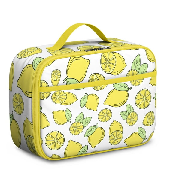 Floral Lemons & Flowers Insulated Lunch Box - Reusable, Spill-Resistant & Separate Mesh Compartment