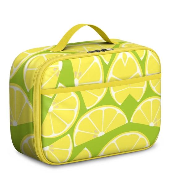 Floral Lemons & Flowers Insulated Lunch Box - Reusable, Spill-Resistant & Separate Mesh Compartment