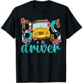 thumbnail image 1 of Floral Leopard Bus Driver School Bus Back To School T-Shirt Casual Short Sleeve Shirt, 1 of 4