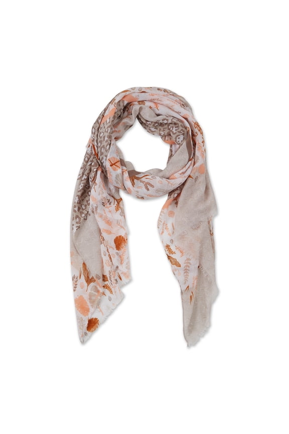Floral Leopard Scarf - Beige
