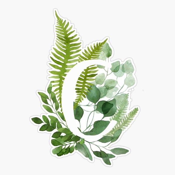 Floral Letter C Monogram Vinyl Decal Sticker