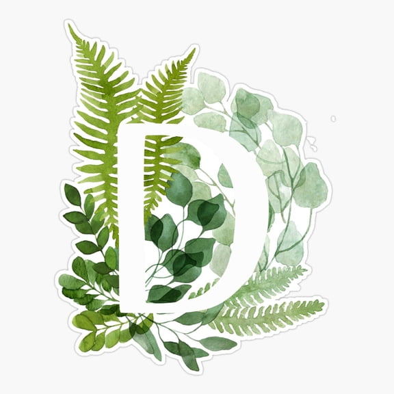 Floral Letter D Monogram Vinyl Decal Sticker