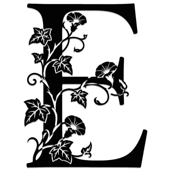 Floral Letter E Metal Wall Art WallArt Decor Metal Outdoor Decor Metal Signs Minimalist Aesthetic Modern Farmhouse Wall Hanging Decor Elegant Piece Home Decor for Living Room Bedroom Office