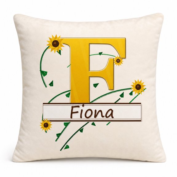 Floral Letter, Initial Decorative Pillow Cover, Decorative Pillow Case, for Loved One, Home Decor, Thoughtful Gift Idea 16x16 Inch