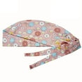 thumbnail image 1 of Floral Letter Print Dust Proof Chef Scrub Cap Round Bouffant Adjustable Hat, 1 of 8