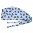 thumbnail image 1 of Floral Letter Print Dust Proof Chef Scrub Cap Round Bouffant Adjustable Hat, 1 of 8
