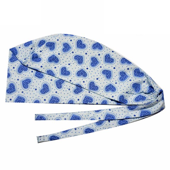 Floral Letter Print Dust Proof Chef Scrub Cap Round Bouffant Adjustable Hat