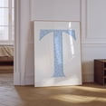 thumbnail image 1 of Floral Letter T Light Blue Nursery Poster, Unframed Size 16x24, 1 of 2