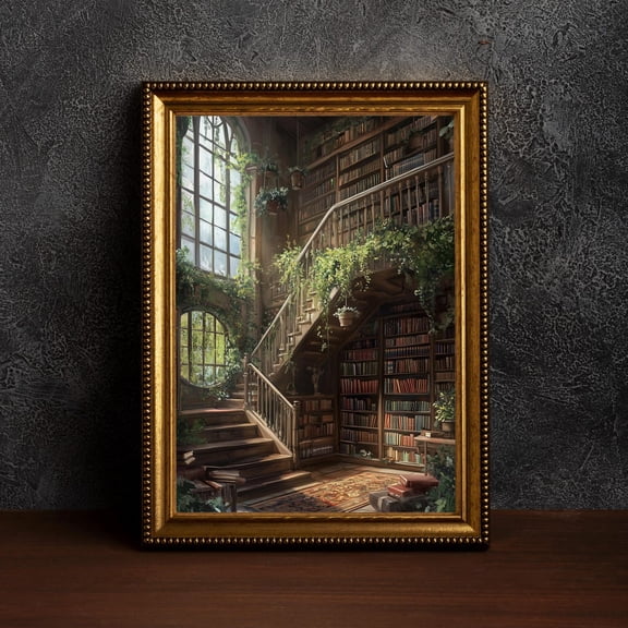 Floral Library Wall Art,Goth Moody Dark Academia Decor,Renaissance Art Posters,Dark Moody Antique Art,Victorian Book Posters,Library Posters, 12x18 UNFRAMED