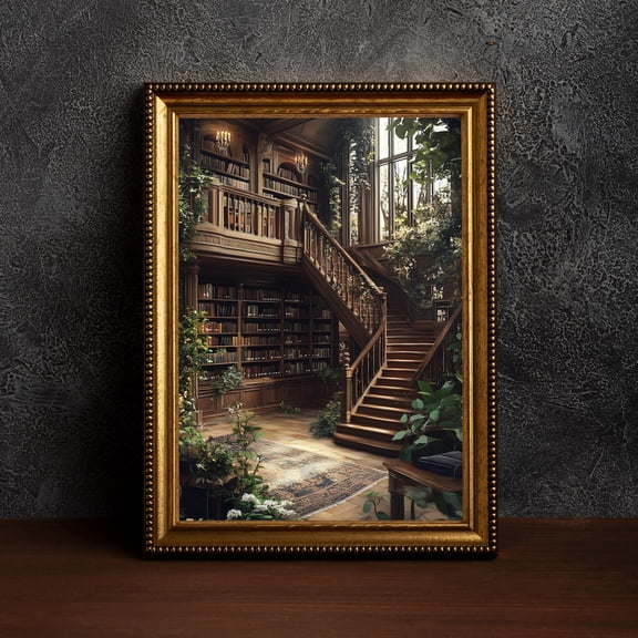 Floral Library Wall Art,Goth Moody Dark Academia Decor,Renaissance Art Posters,Dark Moody Antique Art,Victorian Book Posters,Library Posters33, 8x12 UNFRAMED