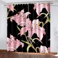 Floral Lily Flower Garden Pink Blackout Window Curtains for Bedroom