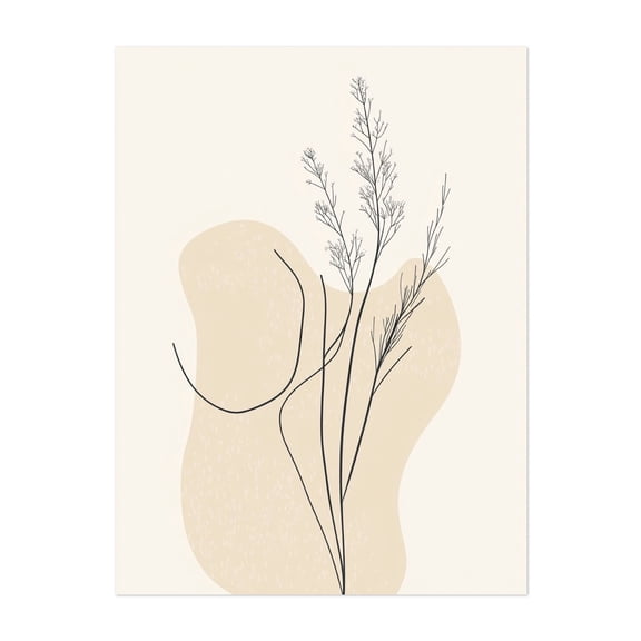Floral Line Art Illustration - Line Drawing Line Art Minimalist Botanical Abstract Floral Nature Modern Art Unframed Wall Art Print 5 x 7 inches