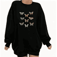 thumbnail image 1 of Botanical Sketch Print Sweatshirt Sweatshirt Black S-3XL Minimalist Style Popular pattern trendy ins style round-neck long sleeve Tops, 1 of 5