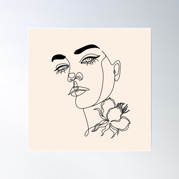 Floral Line Print | Minimalist Line Art Poster Wall Art, Modern Wall Decor For Living Room Bedroom, 30x30 UNFRAMED