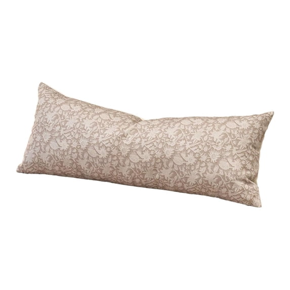 Floral Linen Body Pillow Cover Soft Breathable Long Pillowcase with Hidden Zipper for Sofa Couch Bed Car Farmhouse Decor 13.78x35.43 Inch
