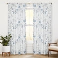 thumbnail image 1 of Floral Linen Semi Sheer Curtains 108 Inches Long 2 Panels for Living Room Bedroom Blue Grey Farmhouse Flower Patterned Light Filtering Textured Rod Pocket Window Treatments Drapes, 50x108, 1 of 9