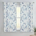 thumbnail image 1 of Floral Linen Semi Sheer Curtains 63 Inches Long 2 Panels for Living Room Bedroom Blue Navy Farmhouse Flower Patterned Light Filtering Textured Rod Pocket Window Treatments Drapes, 50x63 2 Set, 1 of 16