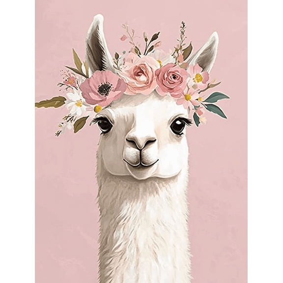 Floral Llama Canvas Wall Art Perfect for Living Room Bedroom Bathroom Office and Nursery Decor.