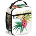 thumbnail image 1 of Floral Lunch Bag Insulated Lunch Box Reusable Totes For Women Men Work Picnic Camping,Wild Tropical Flower Large Leaves,Portable Lunchbox for adults,Green, 1 of 6