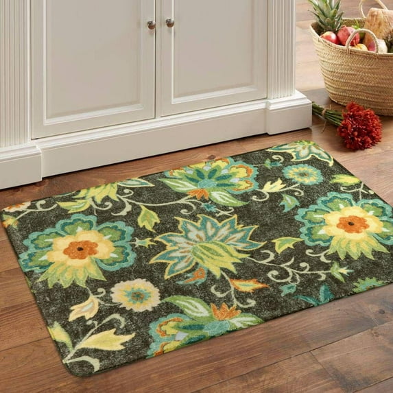 Floral Machine Washable Fall Rug - 3x5 Area Rug Non-Slip Stain Resistant Kitchen Rugs Soft Throw Low-Pile Rug for Bedroom, Accent Paisley Print Floor Carpet for Living Room Entryway Office