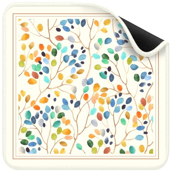 Floral Mahjong Mat, Non-Slip Game Surface with Storage Pockets, Fits Square Tables