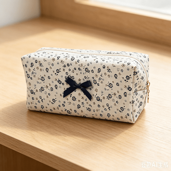 Floral Makeup Bag, Cute Quilted Makeup Toiletry Bag, Zipper Cosmetic Pouch, Daily Travel Use Skincare Bag, Multipurpose Organizer Bag