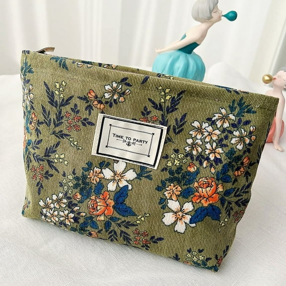 Floral Makeup Bag Travel Make Up Bag Zipper Toiletry Bag Small Cosmetics Bag for Women