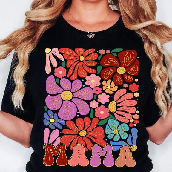 Floral Mama Coquette T-Shirt, Boho Mama Shirt, Mother's Day Floral Tee, Retro Mama Shirt, Spring Floral Shirt for Moms