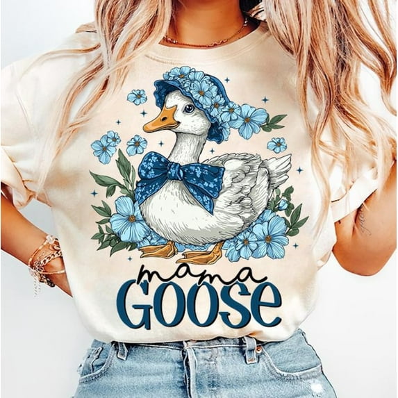 Floral Mama Goose Tee Shirt Coquette Mama Shirts Coquette Mom Tees Goose Lover Shirt, Mothers day Gift