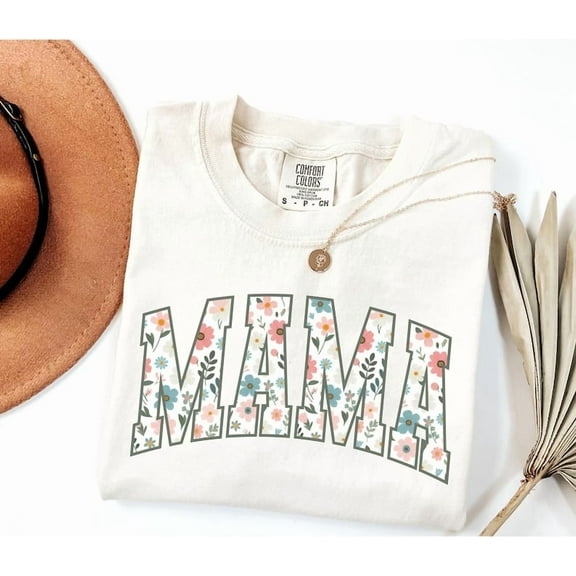 Floral Mama Shirt, Comfort Colors® Mom Spring Tee, Trendy Mom Tshirt, Women's Flower Mama Shirt, Spring Pregnancy Reveal Gift for New Mom