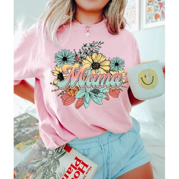 Floral Mama Shirt, Floral Shirt, Cool Mom T-shirt, Oversized Mom Tee, Flowered Mama Shirt, Floral Mom Spring Tee, Spring Pregnancy Reveal Sweatshirt All Size S-5XL