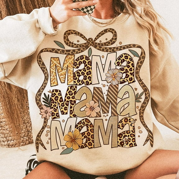 Floral Mama Shirt, Mama Flower Sweatshirt, Coquette Bow Style, Groovy Mama Shirt, Mother’s Day Gift Sweatshirt for Women