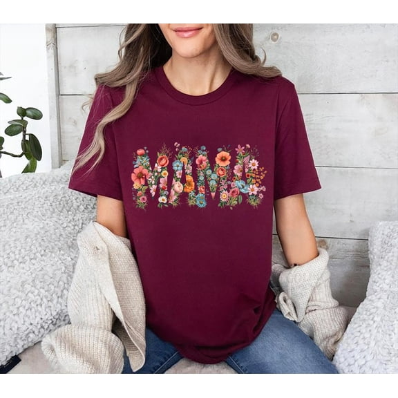 Floral Mama Shirt, Mama T-Shirt, Retro Mom Tshirt, Mother's Day Gift, Flower Shirts for Wo