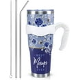 thumbnail image 1 of Floral Mama Tumbler 40oz Blue - Best Mama Ever Gift from Daughter Son - Insulated Stainless Steel Cup with Handle & Straw - Mothers Day Birthday Christmas, 1 of 6