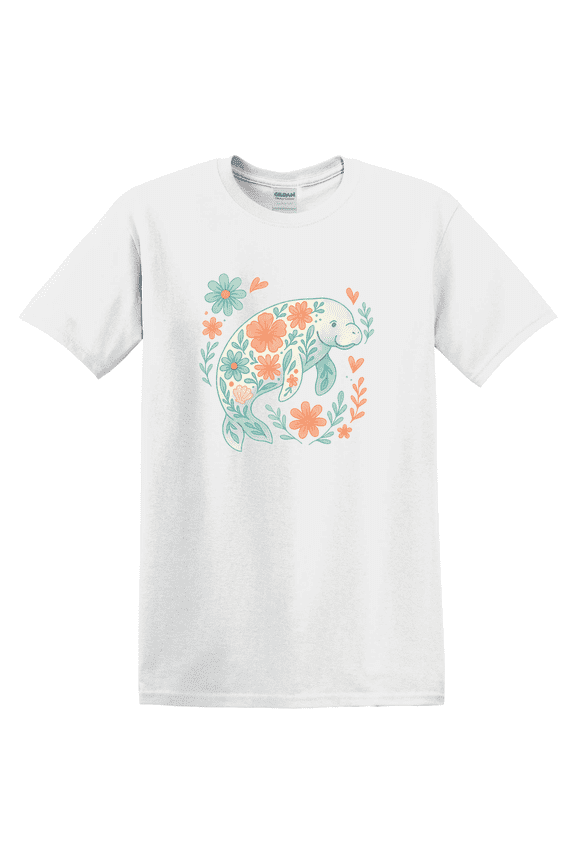 Floral Manatee Beach Lover Graphic T-Shirt