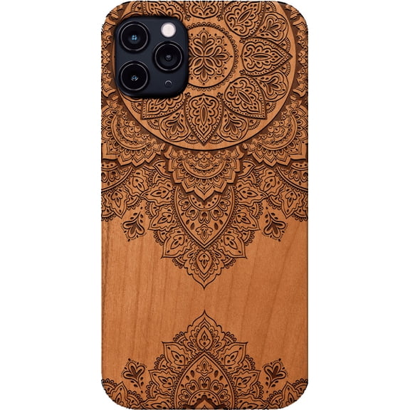 Floral Mandala 3 - Engraved Phone Model: iPhone 11 Pro, Color: Cherry