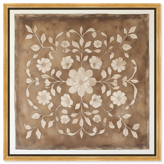 Floral Mandala Canvas Romantic Floral Art by Art Remedy, Gold Frame, 30 x 30