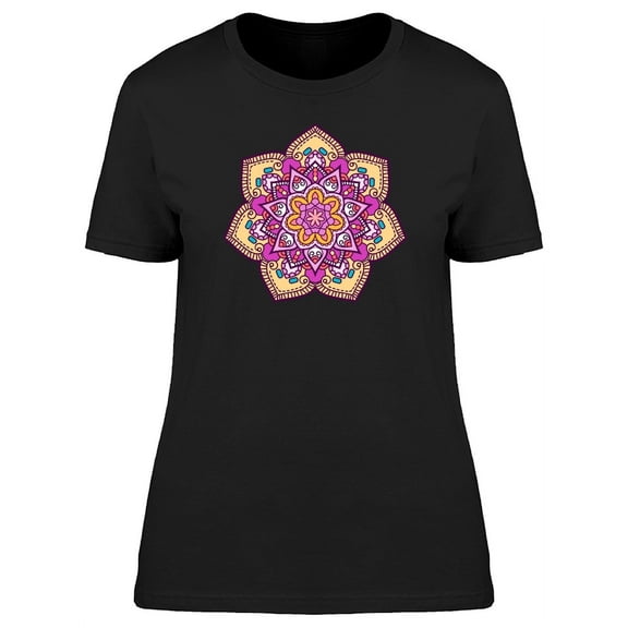 Floral Mandala Comic Style T-Shirt Women -Image by Shutterstock, Female Medium