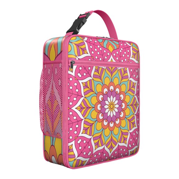 Floral Mandala Lunch Box – Ethnic Boho Pattern Insulated Bag with Spiritual Zen Design, Perfect for Office, Travel, or Picnic