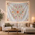 thumbnail image 1 of Floral Mandala on a Pale Blue Background, Peaceful Watercolor Style for Boho Decor Lovers, Botanical Wall Art, Housewarming Gift Tapestry Wall Hanging for Bedroom and Living Room, 1 of 7